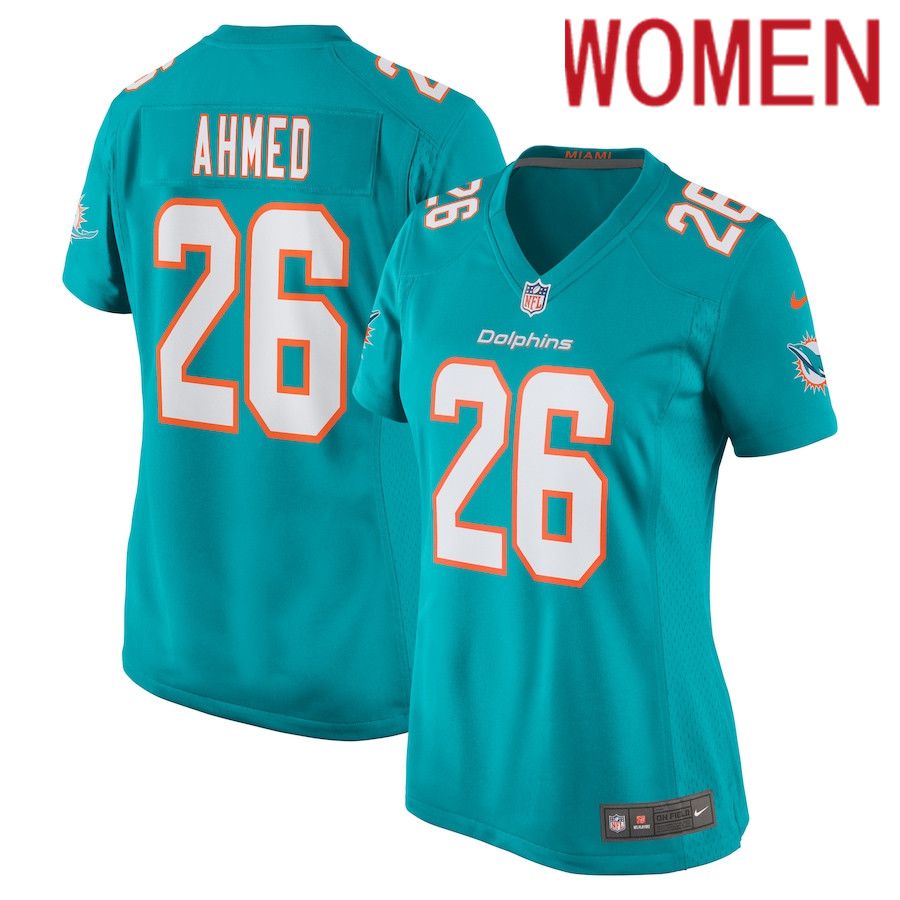 Women Miami Dolphins #26 Salvon Ahmed Nike Green Game NFL Jersey->women nfl jersey->Women Jersey